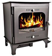 Irish Wood Burning Stove Carraig Mor - Steel Cabinet Fire Brick Lined - 30K BTU - Heats up to 1800 SF - 18" Log... N5