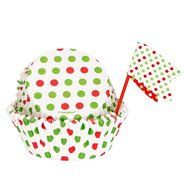 Red and Green Polka Dot Holiday Cupcake Kit for 24 N13