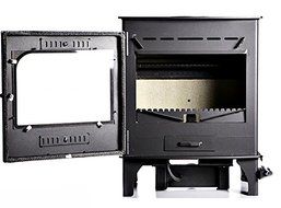 Irish Wood Burning Stove Carraig Mor - Steel Cabinet Fire Brick Lined - 30K BTU - Heats up to 1800 SF - 18" Log... N6