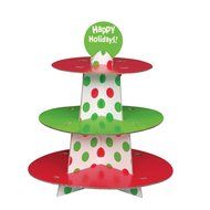 Red and Green Polka Dot Holiday Cupcake Kit for 24 N16