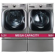 LG Titan Laundry Pair - MEGA CAPACITY - *Graphite Steel* Washer, GAS Dryer and Pedestal Package! WM8000HVA, DLGX8001V... N5