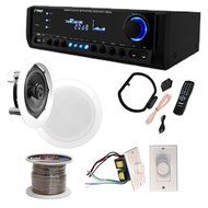 4 Pairs of 150W 5.25" In-Wall / In-Ceiling Stereo White Speakers w/ 300W Digital Home Stereo Receiver w/ USB/SD... N2