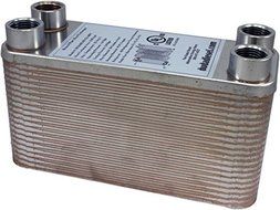 B3-12A 40 Plate Stainless Steel Heat Exchanger with 1/2" Hose Barb Ports Copper Brazed N10