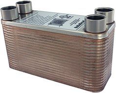 B3-12A 40 Plate Stainless Steel Heat Exchanger with 1/2" Hose Barb Ports Copper Brazed N12