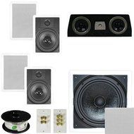 Theater Solutions 5.1 Home Theater 8" In Wall Speaker Set with Center, 10" Passive Sub More TS80WC51SET10