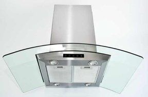 30" Glass Island Mount Range Hood with 870 CFM Dishwasher Safe 6" Round Duct Vent Six Layer Grease Filters Electronic... N3