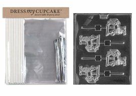 Dress My Cupcake DMCKITM116 Chocolate Candy Lollipop Packaging Kit with Mold, Carousel Horse Lollipop