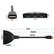 3 in 1 Output HDMI Splitter HUB, Costech 3 Port 1080p Plug and Play HDMI Auto Switch with Pigtail Cable Support... N3