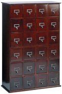 Leslie Dame CD-456C Solid Oak Library Card File Media Cabinet, 24 Drawers, Cherry