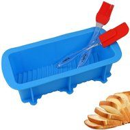 Walfos Nonstick Silicone Bread and Loaf Pan Set of 2, No odor, Easy baking mold for Homemade Cakes, Breads, Meatloaf... N9