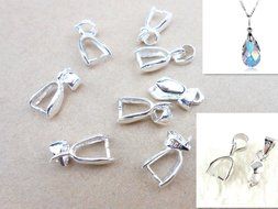 10PC Size S 925 Sterling Silver Findings Bail Connector Bale Pinch Clasp Pendant
