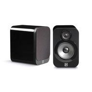 Q Acoustics 3020 Bookshelf Speaker Pair (Gloss Black) + QED Silver Anniversary XT Speaker Cable Pair 6.5 Feet... N2
