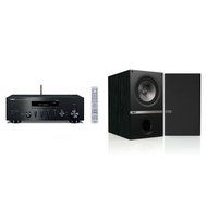 Yamaha R-N602 AV Receiver (Black) with a pair of KEF Q300B Bookshelf Loudspeakers - Black Ash