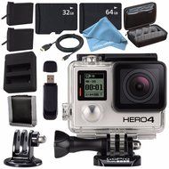 GoPro HERO4 Black+ Rechargeable Battery + Dual Battery Charger, Two Memory Cards,Case and tripod adapter
