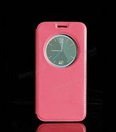 Pink Lizard YIKADENG Round Window Display Smart View Flip PU Leather Case For Samsung S6 Edge N3