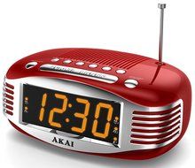 Akai Retro Style Radio Alarm Clock, Red (CE1500R)