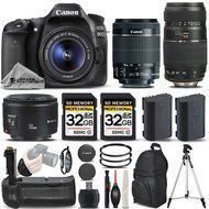 Canon EOS 80D Wi-Fi Full HD 1080P Digital SLR Camera + Canon 18-55mm IS STM Lens + Canon 50mm 1.8 II Lens + Tamron...