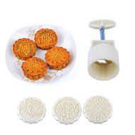 Allsone Mid-Autumn Festival Homemade DIY Moon Cake Mould with 12 Flower Stamps Mode Pattern for 4 Sets