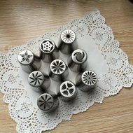 Signstek Stainless Steel 9PCs Russian Style DIY Cake Decoration Petal Piping Nozzle Tips-Making Bakery Tips N4