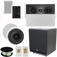 Theater Solutions 5.1 Home Theater 4 Speaker Set with Center, 12" Powered Sub and More TS5W6CL51SET7