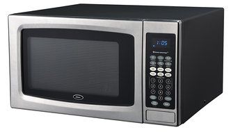 Oster OGZE1304S 1100W Sensor Microwave Oven, 1.3 cu. ft., Stainless Steel/Black