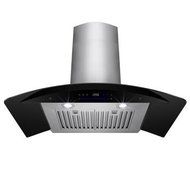 36 in. Convertible Wall Mount Range Hood in Stainless Steel with Black Tempered Glass and Touch Control N3