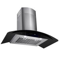 36 in. Convertible Wall Mount Range Hood in Stainless Steel with Black Tempered Glass and Touch Control N4