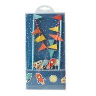 Blue Cartoon Cake Bunting Banner Flag Toppers Picks Wrap Decorating Kits Spaceship Party Supplies Favors Baby... N3