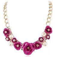 Mashahan Fashion Womens Pearls Colorful Flower Necklace for Evening N9
