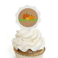 Pumpkin Patch - Cupcake Picks with Fall &amp; Thanksgiving Stickers - Party Cupcake Toppers - 12 Count