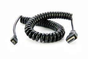 Atomos 50cm (19.68") Coiled Micro HDMI to Full HDMI Cable, Extends Up to 25.59"