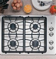 30" Wide 4 Sealed Burner Gas Cooktop Matte Grates Dishwasher-Safe Grates and Knobs Continuous Grates: Stainless N3