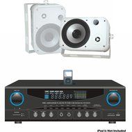 Pyle Stereo Receiver and Marine Speaker Package - PT4601AIU 800 Watts Stereo Receiver AM-FM Tuner/USB/SD/Ipod... N4