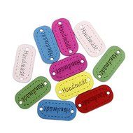 MuLuo 100pcs Mixed Wooden Buttons Sewing Craft Ellipse Laser Mark Painting Buttons