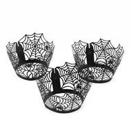 50PCS Spider Cupcake Wrappers, KAZIPA Lace Halloween Cupcake Wraps Laser Cut Baking Paper Cup Standard Muffin... N8