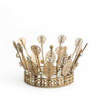 Gold Crown Cake Topper, Rhinestone Crown, Small Gold Wedding Cake Top, Princess Cake, The Queen of Crowns (Gold... N2