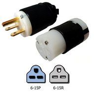 NEMA 6-15 Extension Power Cord - 15 Foot, 15A/250V, 14 AWG - Iron Box Part # IBX-6150-15