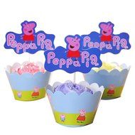 BETOP HOUSE Set of 1 Dozen Peppa Pig Cupcake Wrappers Toppers Kit for Kids Birthday Party Baby Shower N3