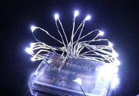 RioRand&reg;Micro 20 LED Multicolor White Lights Battery Operated on 7ft Long Silver Color Ultra Thin String Copper... N6