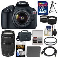 Canon EOS Rebel T5 Digital SLR Camera &amp; EF-S 18-55mm IS II &amp; 75-300mm III Lens &amp; Case with 32GB Card + Battery...