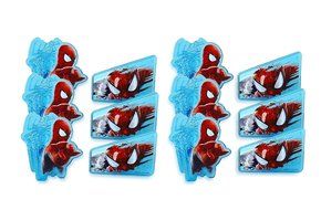 Spiderman Web-Slinger Rings, 12 Pack Cupcake Toppers, Two Designs, Party Favors. N8