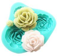 Pard 4 Size Roses Flower Silicone Cake Mold Chocolate Sugarcraft Decorating Fondant Fimo Tool, Blue N4