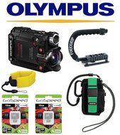 Olympus Stylus Tough TG-Tracker Action Camera (Black) w/ Olympus CSCH-125 (Black) + ActionGrip Professional Action...