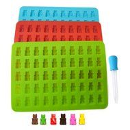 Enever Set of 3 （Blue Red Green） Gummy Bear Molds Silicone Chocolate Making Molds Yogurt Candy Molds - Total 150... N6