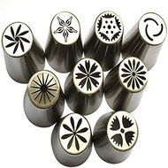 Signstek Stainless Steel 9PCs Russian Style DIY Cake Decoration Petal Piping Nozzle Tips-Making Bakery Tips N5