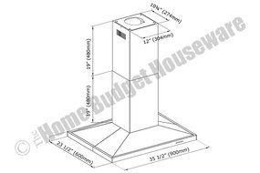 Blue Ocean 36" RH02I Stainless Steel Island Mount Kitchen Range Hood N4