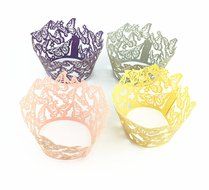 Yansanido 12 set pink Filigree Artistic Bake Little Vine Lace Laser Cut Cupcake Wrapper Cup Muffin Case Trays... N52