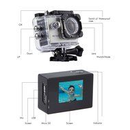 DBPOWER EX3000 Waterproof Action Camera 12MP 720P with 2 Batteries and Free Accessories Kit (Silver) N4
