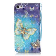 iPod Touch 6 Case,iPod Touch 5 Case,ikasus Shiny Glitter Diamond Colorful Art Painted PU Leather Flip Wallet Pouch... N17