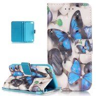 iPod Touch 6 Case,iPod Touch 5 Case,ikasus Shiny Glitter Diamond Colorful Art Painted PU Leather Flip Wallet Pouch... N19